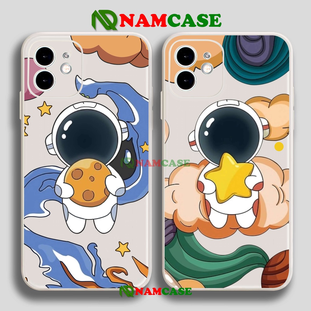 Ốp lưng iPhone phi hành gia cạnh viền vuông silicon dẻo cho iphone 6/6s/7/8/X/XS/XR/11/12/13 Pro Plus Max cute dễ thương