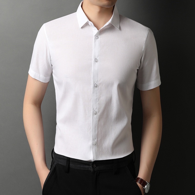 ÁO SƠ MI NAM NGẮN TAY HÀN QUỐC 211 CỔ BẺ VẢI LỤA CHỐNG NHĂN CỰC ĐẸP