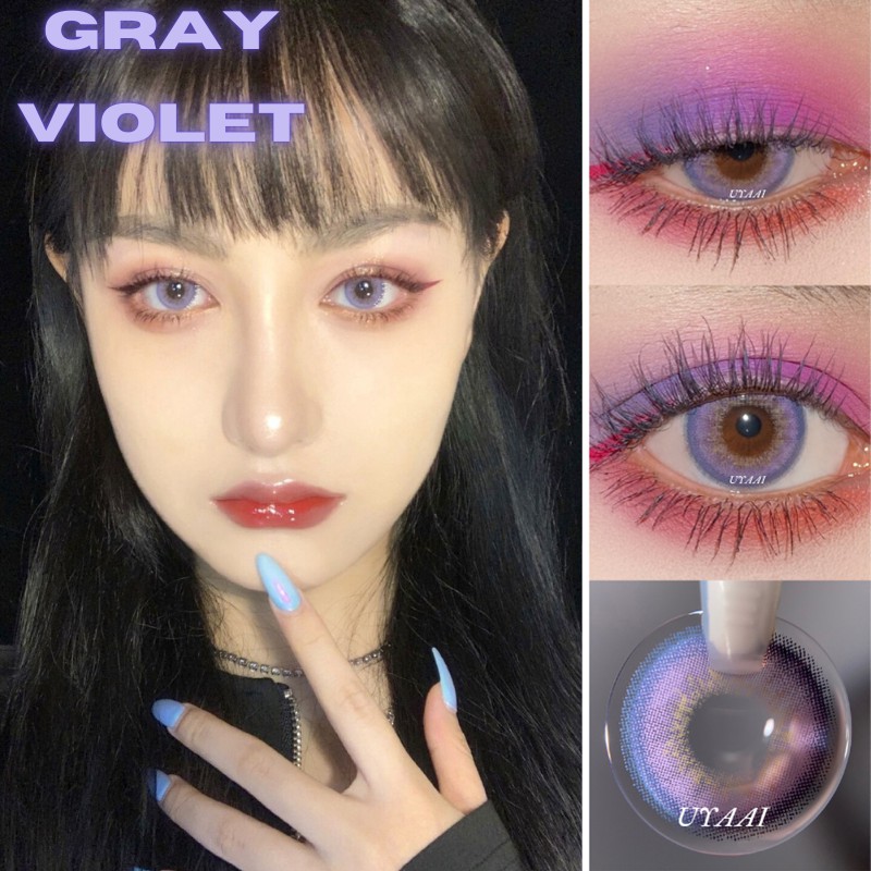 Uyaai Set 2 Kính Áp Tròng Nhiều Màu Violet Adam Series Dạ Quang Phóng To Được Dùng Trang Điểm Hàng Năm