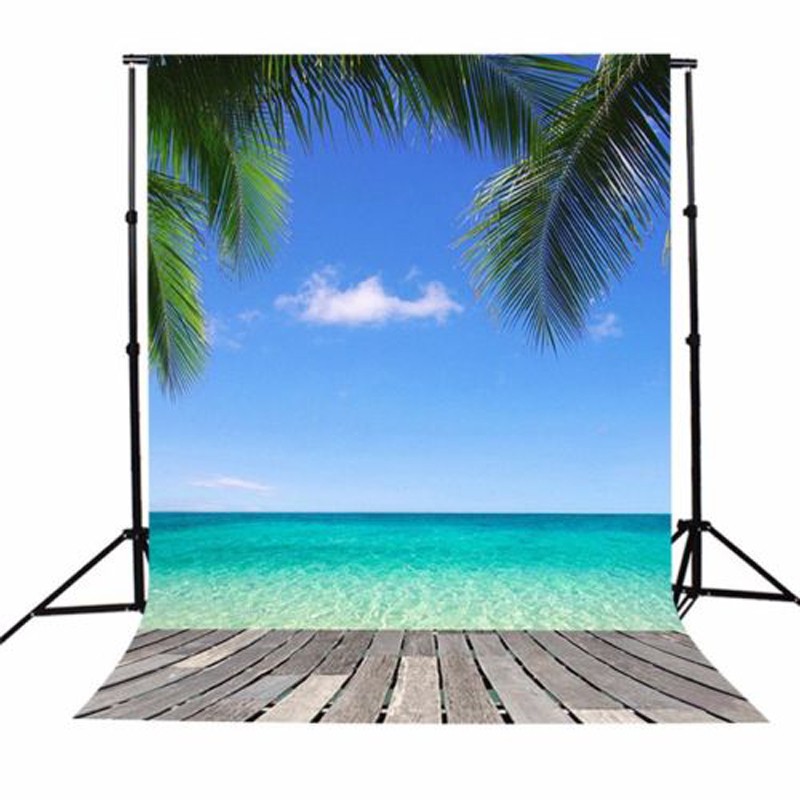 Phông nền chụp ảnh studio hình bầu trời bãi biển mùa hè kích thước 3x5ft