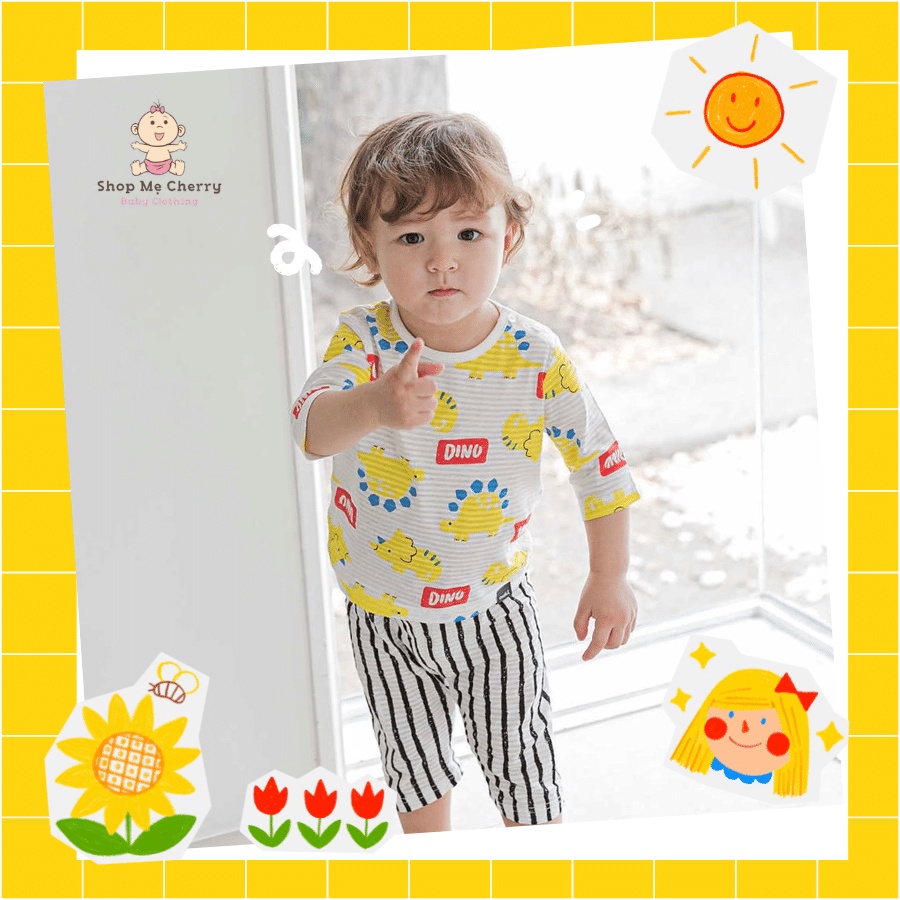 BỘ LỬNG CAO CẤP BÉ TRAI CỦA HÃNG CORDII, CHẤT COTTON GIẤY ORGANIC, KHỦNG LONG QUẦN SỌC