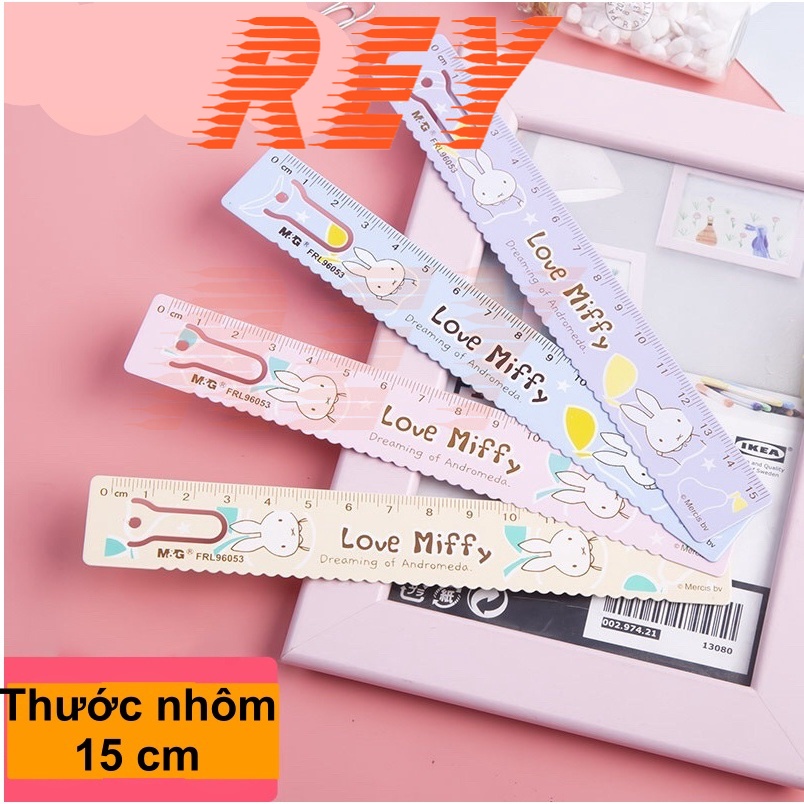 COMBO 2 Thước kẻ nhôm bền đẹp không gãy Love Miffy M&G FRL96053