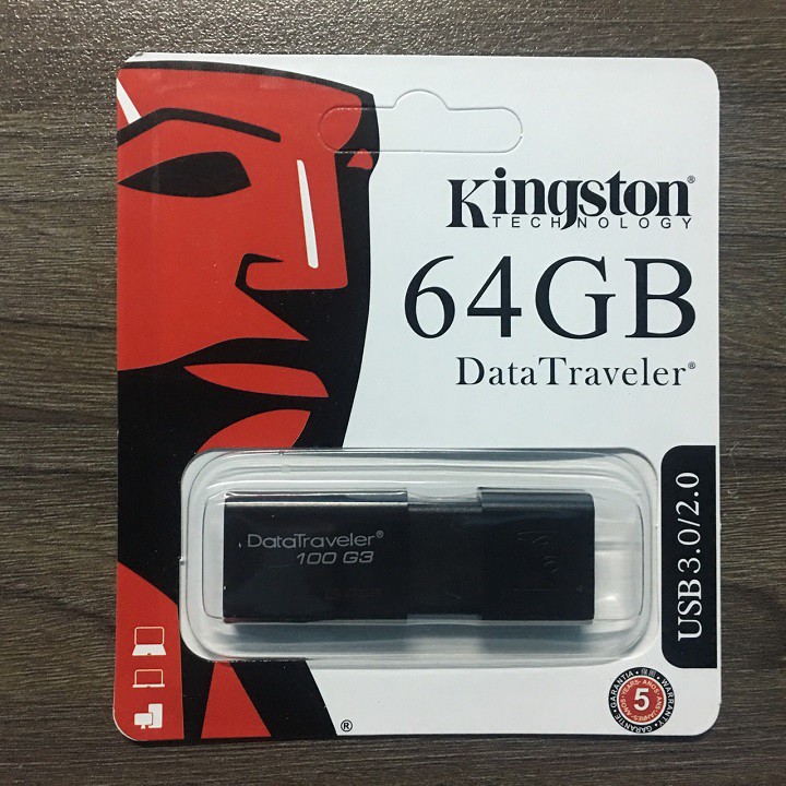 USB 3.0 Kingston 64GB DataTraveler 100G3 – CHÍNH HÃNG – Bảo hành 5 năm