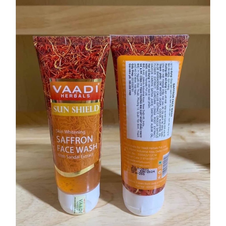 Sữa rửa mặt nhuỵ hoa nghệ tây VAADI SAFFRON FACE WASH 60ML