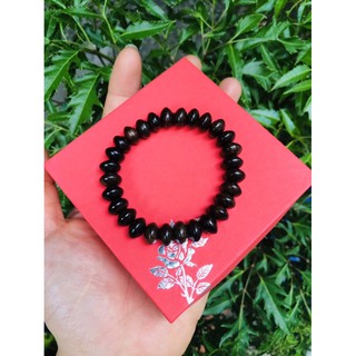vòng tay gỗ mun vân hạt dẹt