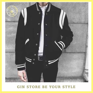 Áo bomber nỉ đen trắng - Gin store Gin Store V
