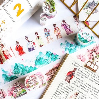 Washi tape cổ trang  Băng dính washi tape trang trí sổ tay nhiều chủ đề phong cách cổ trang trung hoa