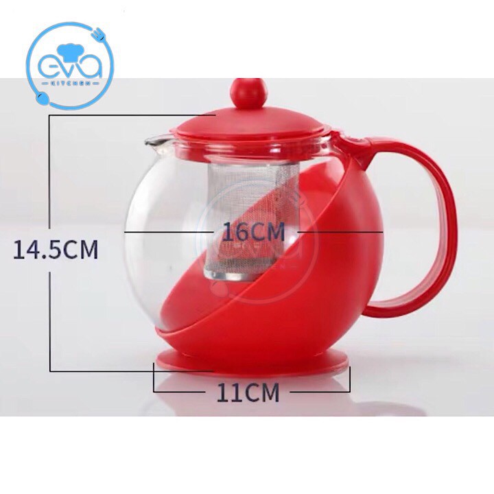 Bình Trà Thủy Tinh Ấm Trà Thủy Tinh Có Lõi Lọc 1250ml