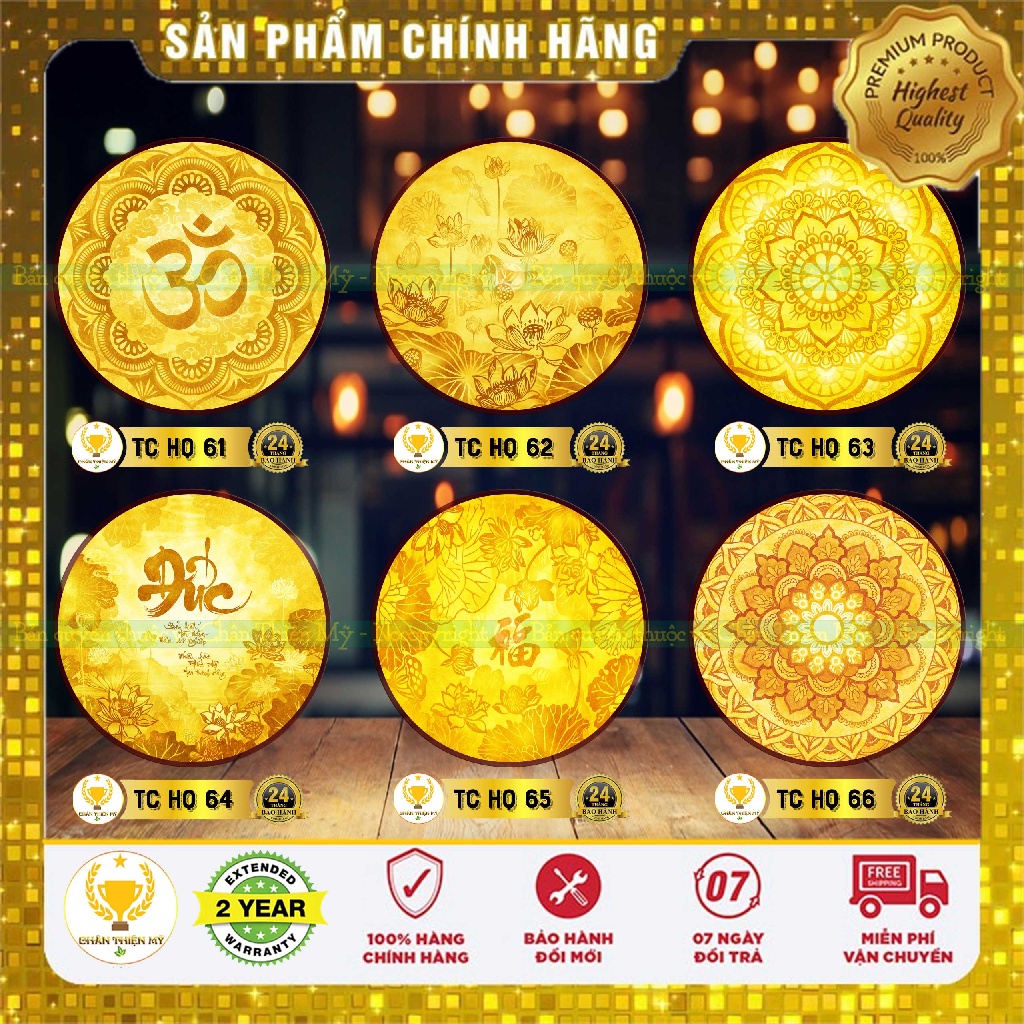 Đèn Thờ Hào Quang Trúc Chỉ In Tròn Mẫu 61-66 | Thiết Kế Cao Cấp Chuẩn Phong Thủy | CHANTHIENMY.ASIA