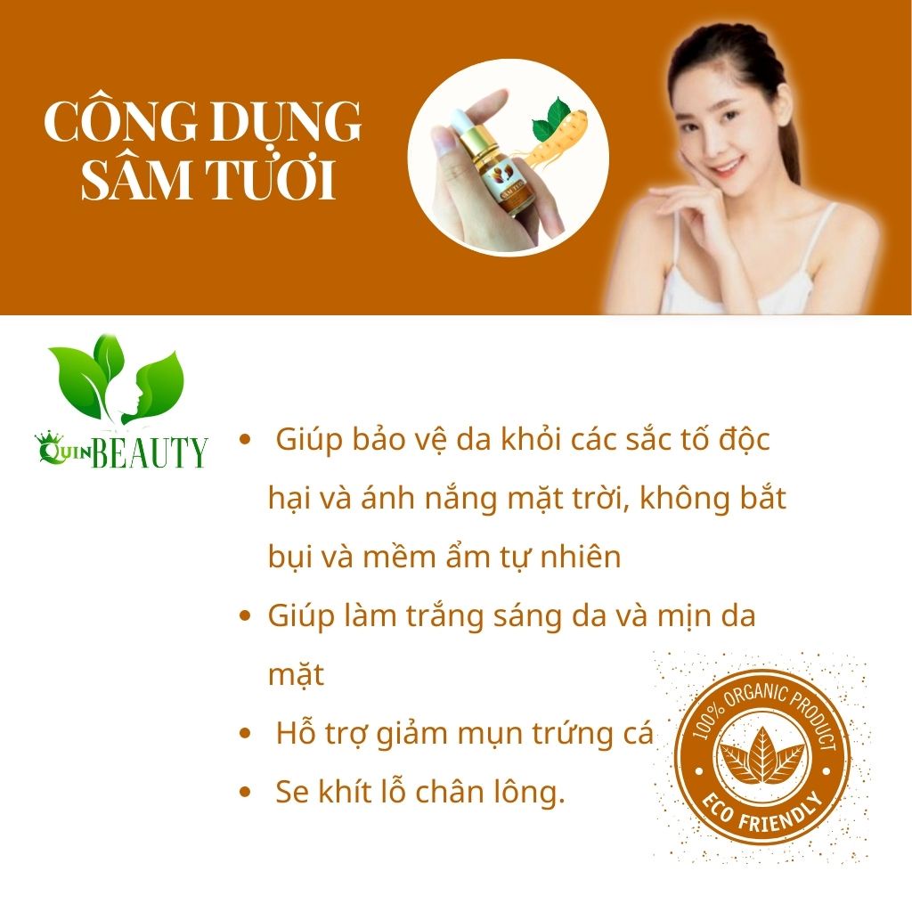 Dưỡng trắng da sâm tươi dưỡng trắng mịn da bảo vệ da khỏi mụn se khít lỗ chân lông 5ml