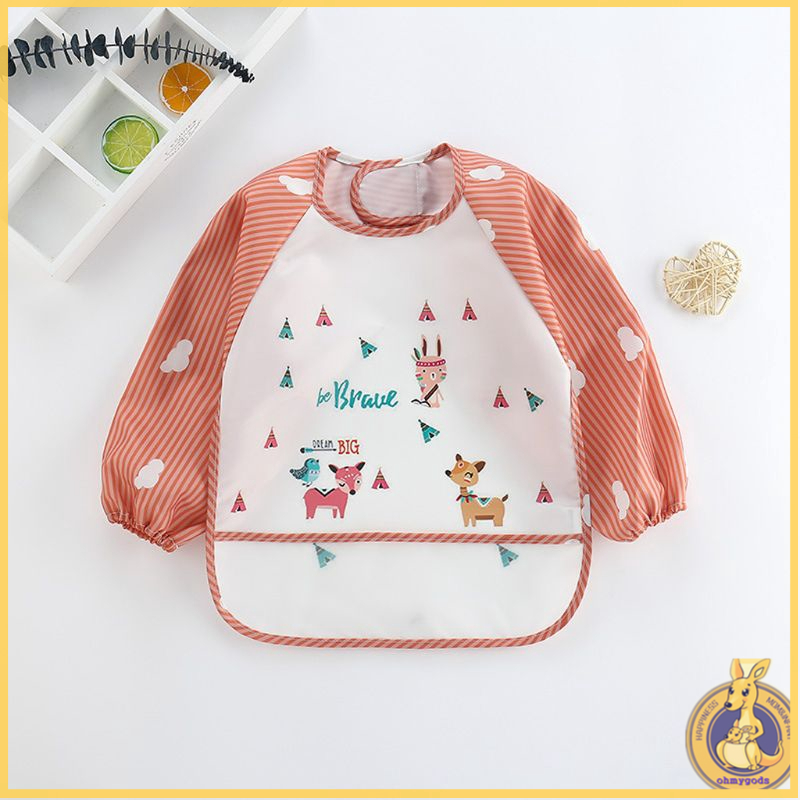 Yếm ăn dài tay không thấm nước phối túi cho bé