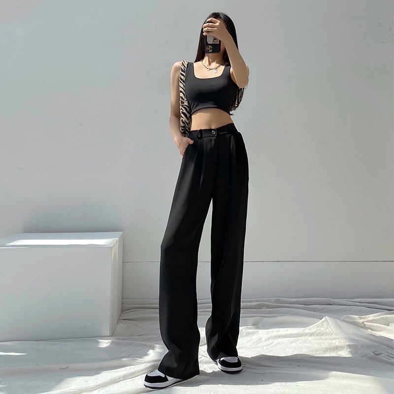 Quần ống rộng cạp cao thiết kế thời trang dễ phối đồ