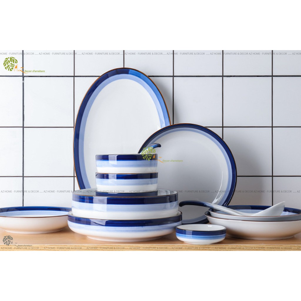 Bộ bát đĩa gốm sứ cao cấp lẻ Shanen phong cách bắc âu