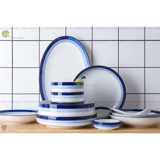 Bộ bát đĩa gốm sứ cao cấp lẻ Shanen phong cách bắc âu