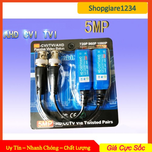 Video Balun UTP 5MP hỗ camera AHD/CVI/TVI khoảng cách lên tới 600m