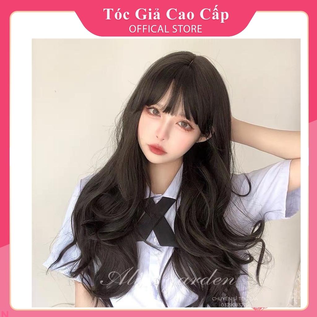 Tóc giả nguyên đầu hồng khói lửng 50cm, BHT2069, 55cm, tặng kèm lưới trùm