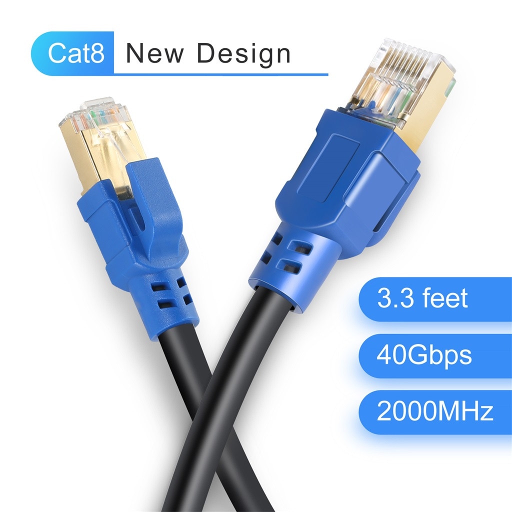 Dây Cáp Mạng LAN CAT8 RJ 45 1m / 10m / 30m Tốc Độ Cao 40gbps 2000mhz