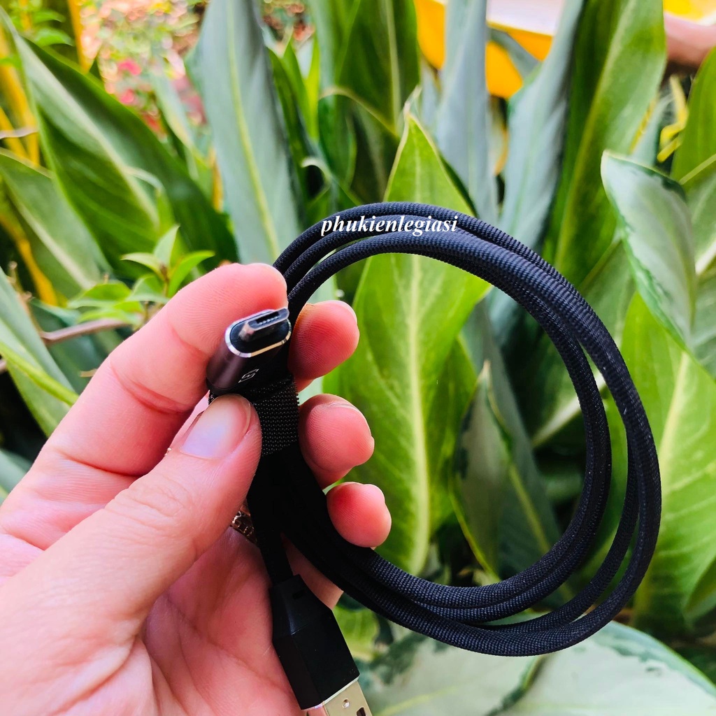 Cáp sạc tự ngắt báo Led dây bện dù