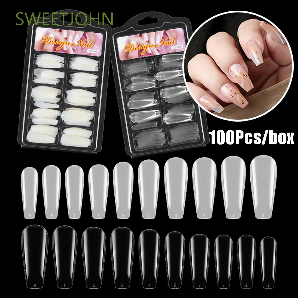 Set 100 Móng Tay Giả Trong Suốt Từ Acrylic