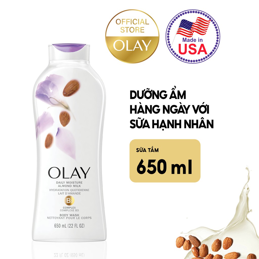 Sữa Tắm Olay Hydrating Clean Almond Milk 650ml