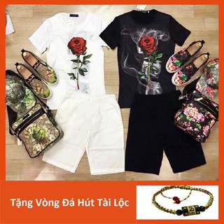 [Siêu Hot] Bộ quần áo hè nam cành hoa hồng 3D (có ảnh thật)