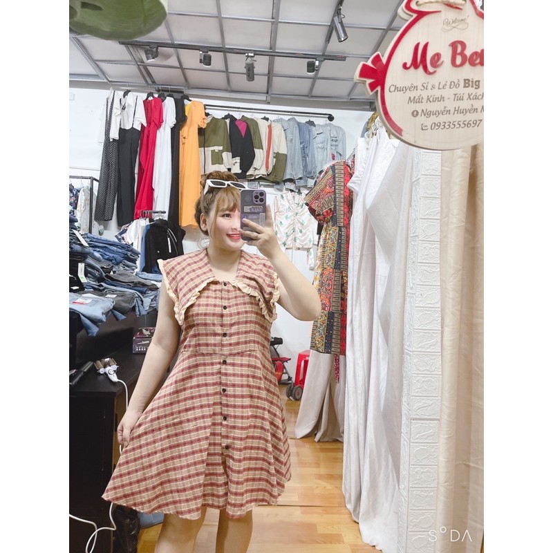 D565 ĐẦM CARO CỔ BÈO SÁT NÁCH 60-90kg | BigBuy360 - bigbuy360.vn