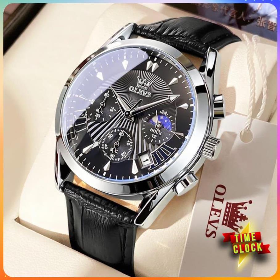 Đồng hồ nam chính hãng OLEVS 2876 dây da bò Chống thấm nước sâu hiệu ứng phát sáng