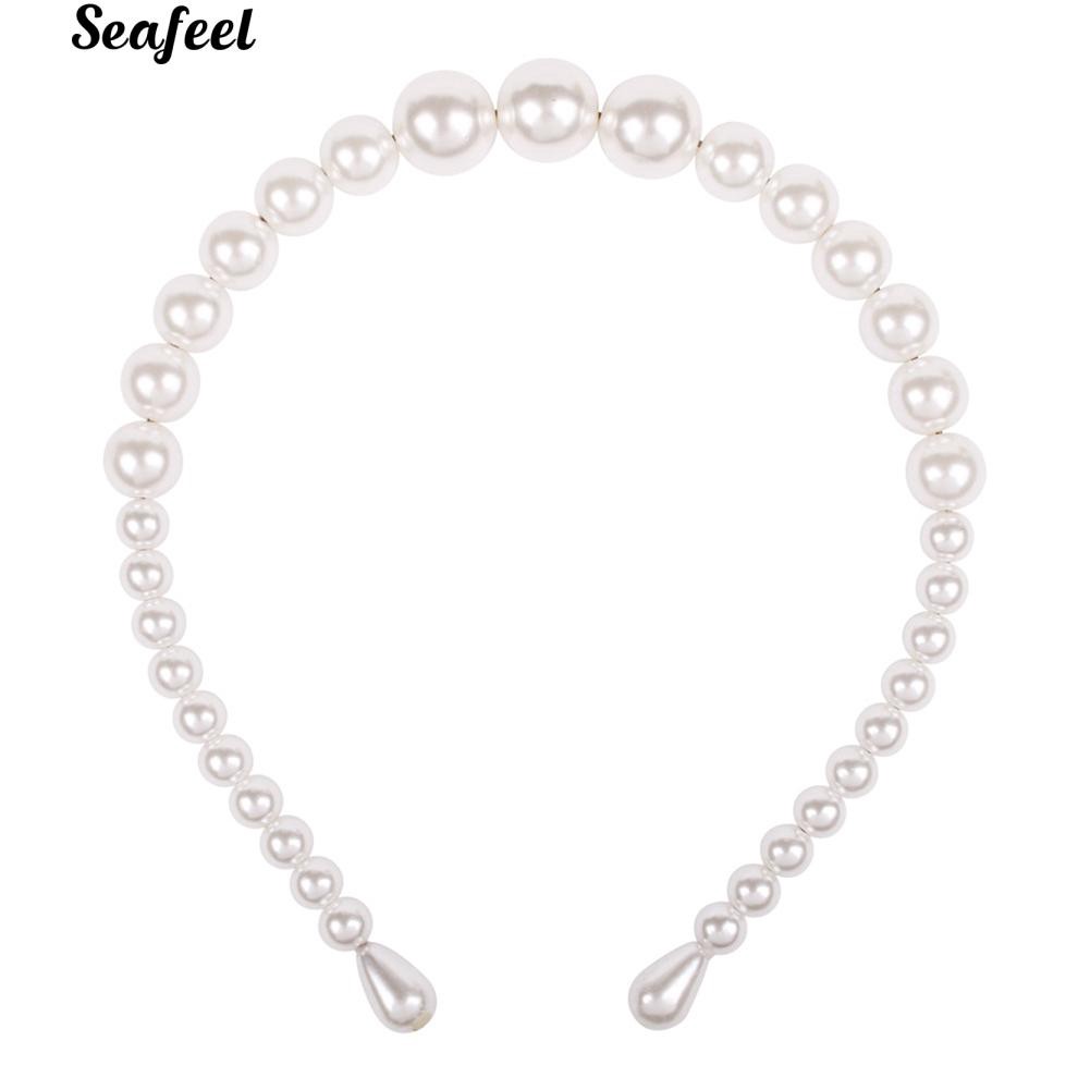 Băng đô cài tóc đính hạt ngọc trai giả cỡ 13x14.5cm thời trang cho nữ dự tiệc