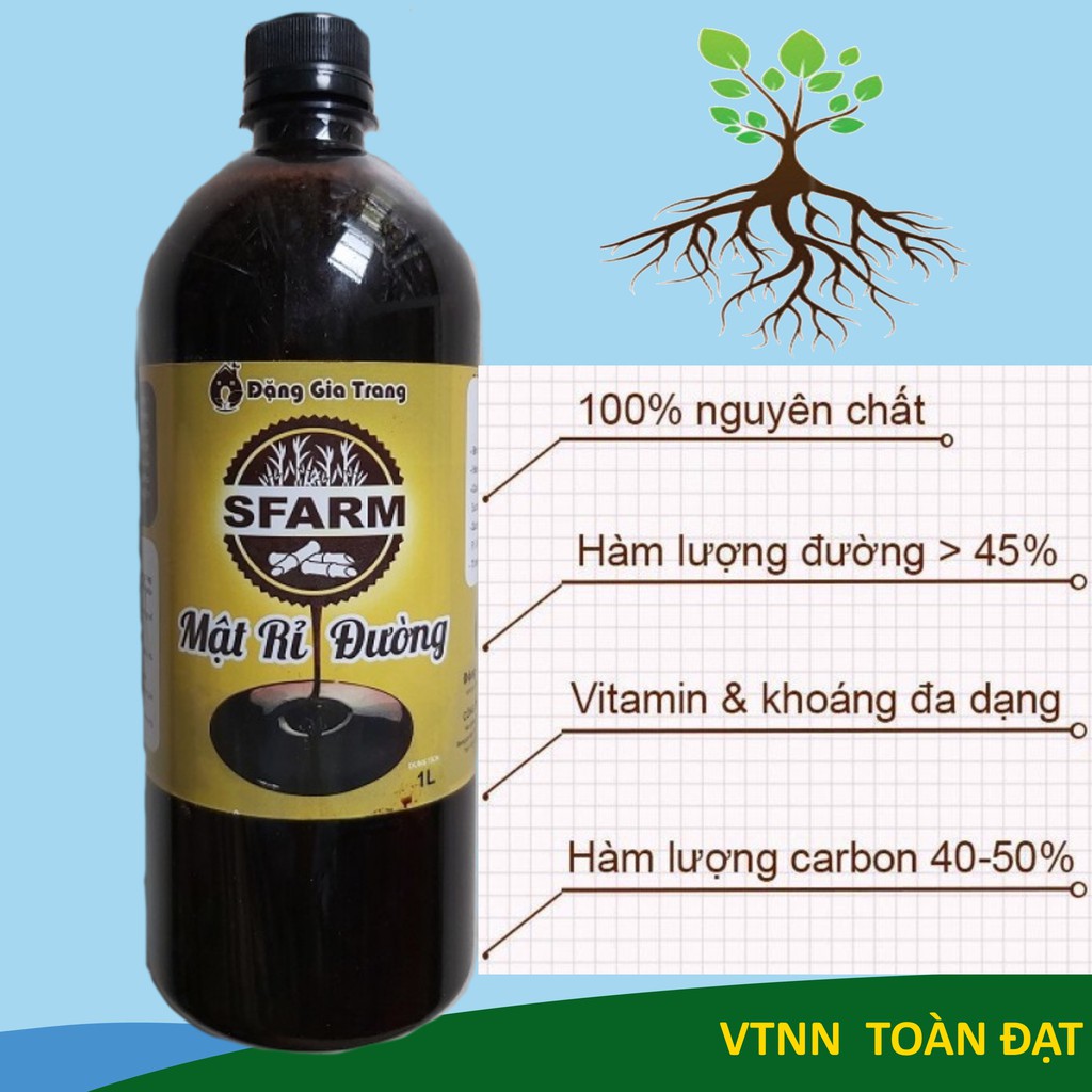 Mật Rỉ Đường SFARM 1 lít, dùng ủ phân bón hữu cơ, nuôi cấy vi sinh