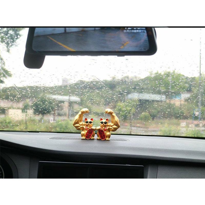 Mèo Thần Tài Cơ Bắp Trang Trí Ô tô,  Xe Hơi, Bàn Làm Việc