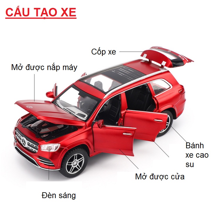 Mô hình xe ô tô Mercedes GLS 580 bằng kim loại tỉ lệ 1:32 có âm thanh và đèn