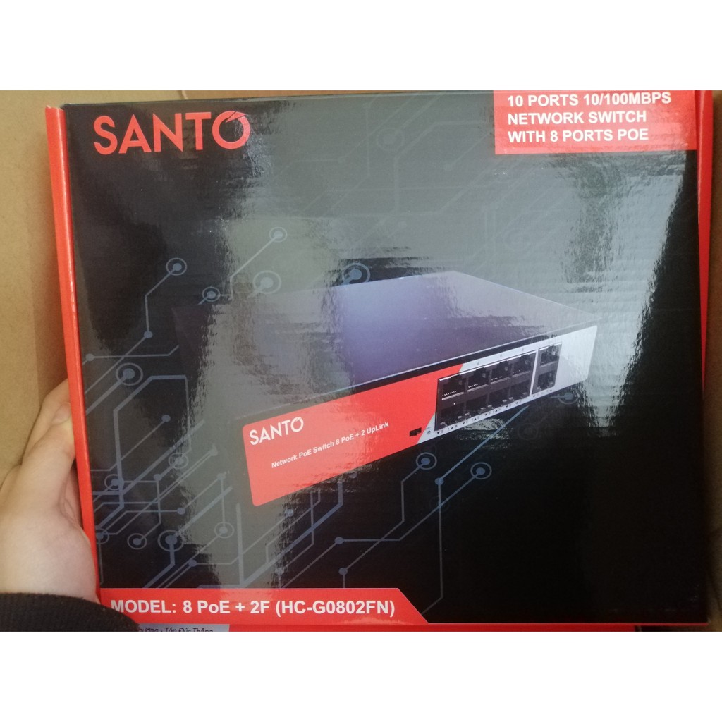 [HÀNG CHÍNH HÃNG] SWITCH POE CẤP NGUỒN 8 PORT SANTO