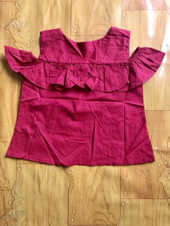 Áo kiểu màu đỏ cho bé gái diện tết nhe các mom có thể phối các loại quần - ảnh sản phẩm 3