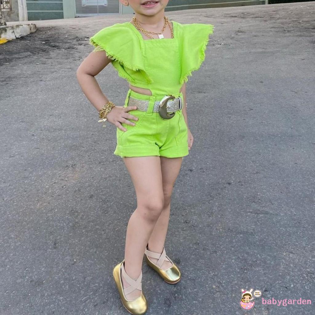 Bộ Áo Liền Quần Tay Cánh Tiên Màu Trơn Có Túi Và Khóa Kéo Cho Bé Gái 1-5 Tuổi