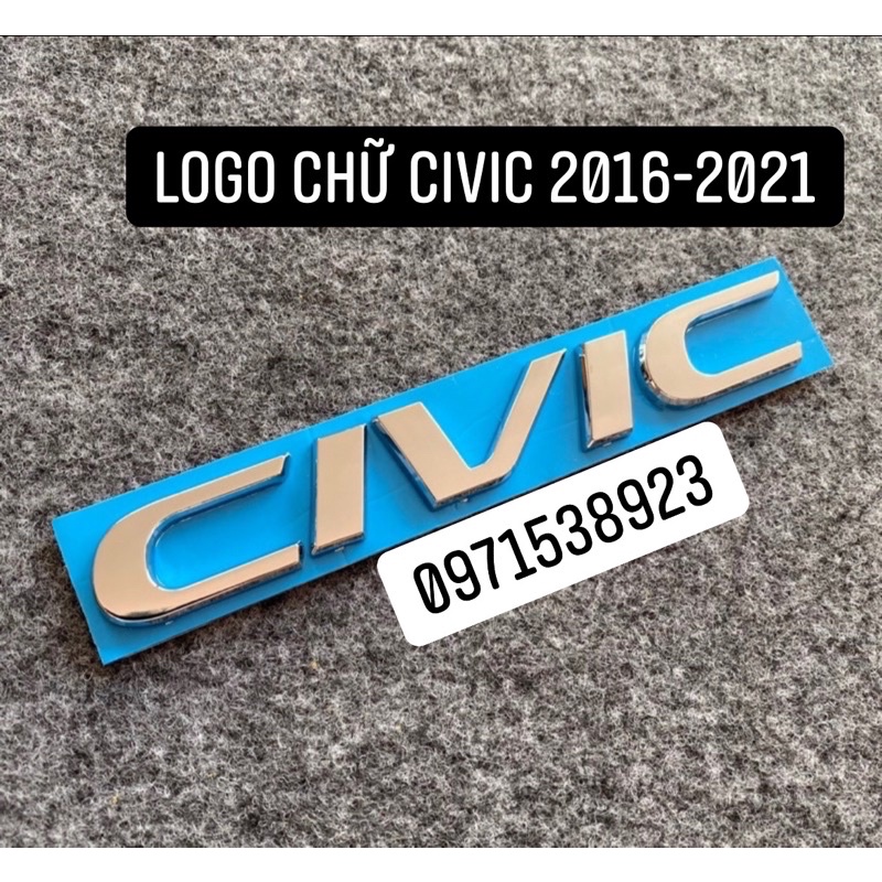 BỘ LOGO CHỮ CIVIC VTEC TURBO CAO CẤP GIÁ RẺ DÁN HONDA CIVIC 2016-2021