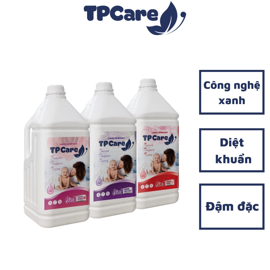 Nước Giặt Xả TPCARE 6in1 Đậm Đặc Thơm Lâu Diệt Khuẩn 3,5l