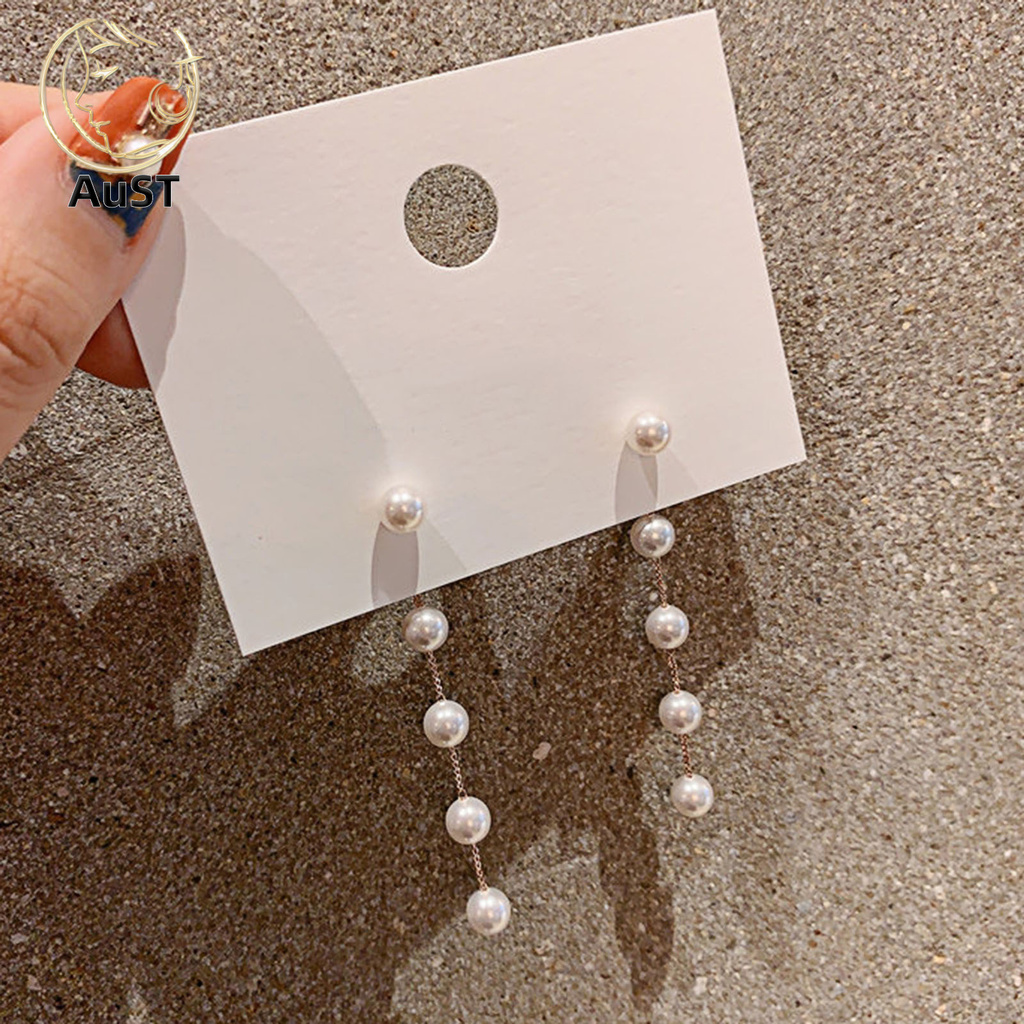 Bông Tai Đính Ngọc Trai Giả Phối Tua Rua Thời Trang Phong Cách Hàn Quốc Cho Nữ