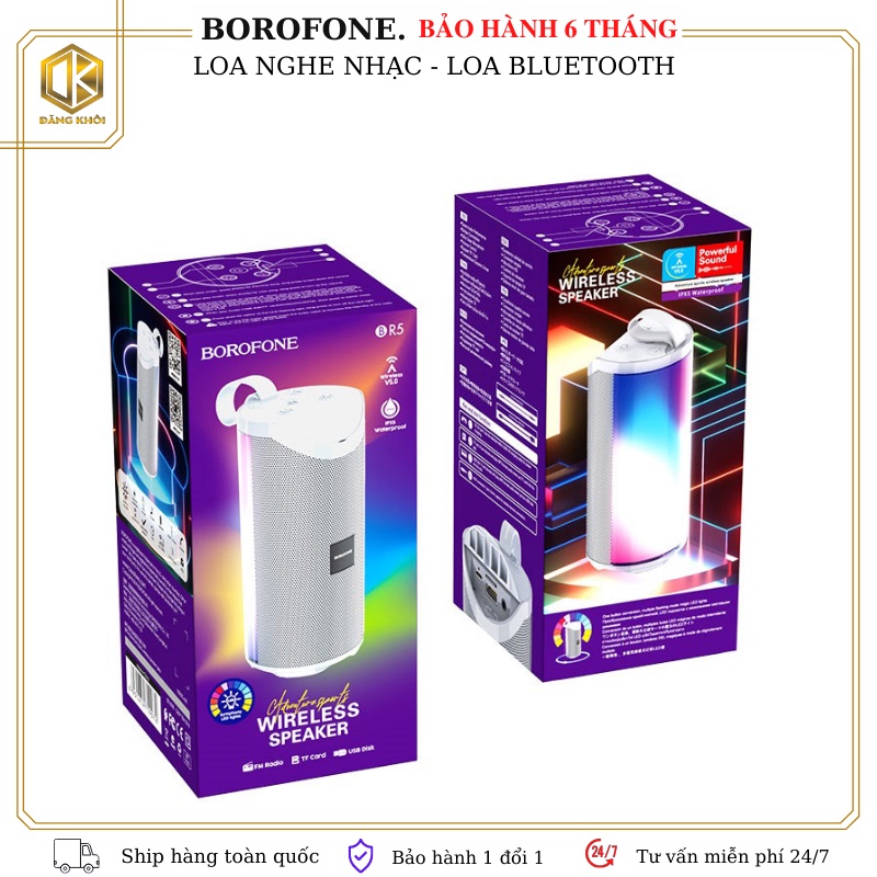 Loa không dây kết nối bluetooth mini Borofone BR5  đèn lead nhiều mầu công nghệ BT 5.0 chính hãng bảo hành 6 tháng