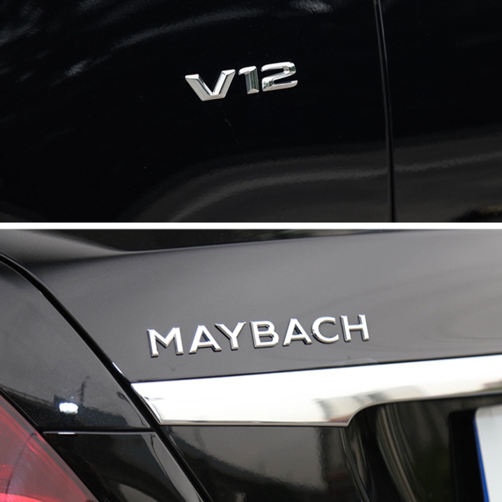 Decal tem chữ Maybach Inox dán trang trí ô tô G80708