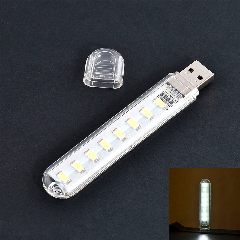 💜HY Mini USB 8 LED Light Pocket Card Đèn Mobile Power Cắm trại Máy tính xách tay Mới