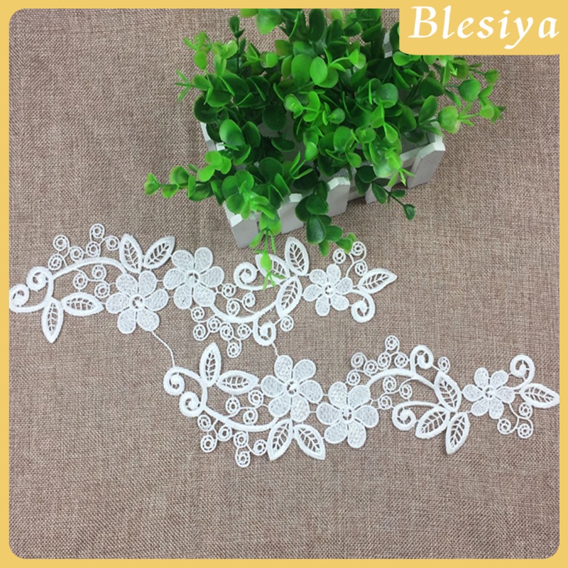 [BLESIYA] 4 Pieces DIY Floral Venise Lace Applique Embroidered Patch Motif Crafts