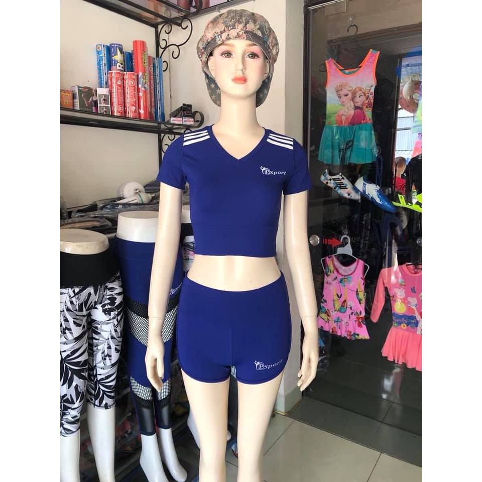 BỘ ĐỒ THỂ THAO NỮ - SET ĐỒ TẬP GYM NỮ ( QUẦN SỌT ÁO CROPTOP TAY NGẮN )