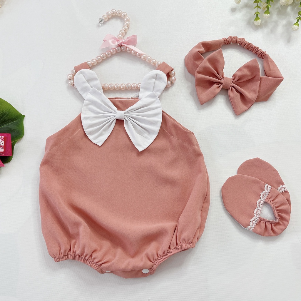 Bộ Body tai thỏ 1 thiết kế quá hoàn hảo cho mùa hè của bé thêm mát mẻ mà thật xinh xắn. Chất đũi mềm mại ✅ SIZE: 4-12kg