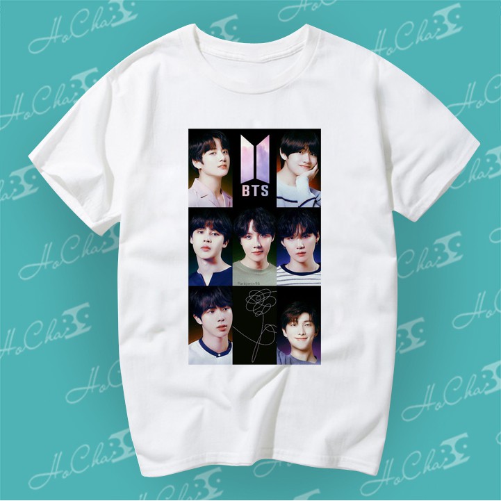 [FREE SHIP] Áo BTS | Hình & Chữ Ký Thật Của 7 Thành viên Kpop BTS Korea | Vải Dày - Dây cổ hàng xuất khẩu (có hình thật)