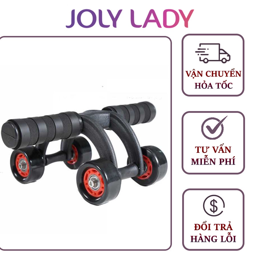 Con lăn tập cơ bụng 4 bánh, con lăn hỗ trợ tập gym hiệu quả tại nhà Joly Lady