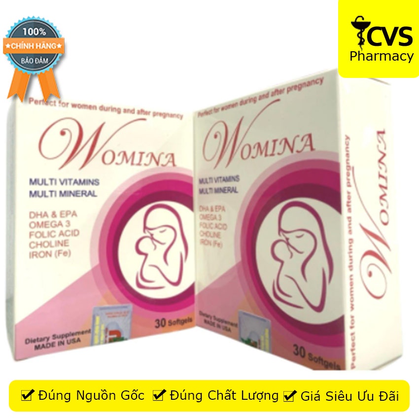 Womina 30 viên , giúp tăng cường sức khỏe tối ưu cho bà bầu , Cvspharmacy