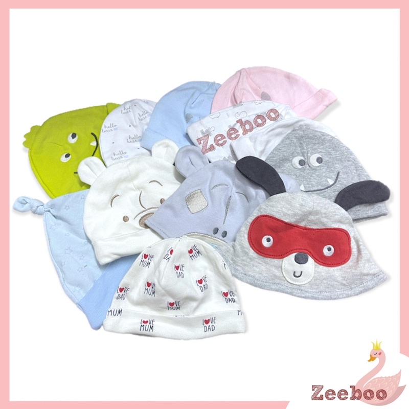 Mũ vải cotton cho bé sơ sinh, Set 5 mũ, chất vải mềm mịn, an toàn cho làn do nhạy cảm của bé