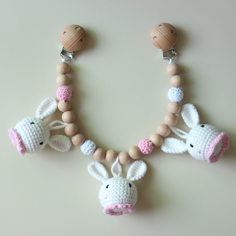 Dây Treo Núm Vú Giả / Núm Vú Giả Bằng Gỗ Gắn Xe Đẩy Em Bé Sơ Sinh