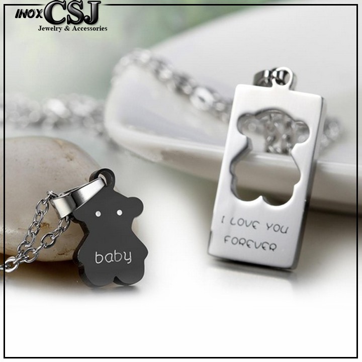 DÂY CHUYỀN CẶP ĐÔI INOX CON GẤU MC123 - siêu đẹp chuẩn thời trang