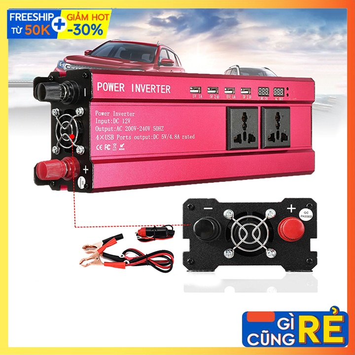 Máy kích điện ac quy, đổi nguồn điện từ 12v lên 220v 2000W